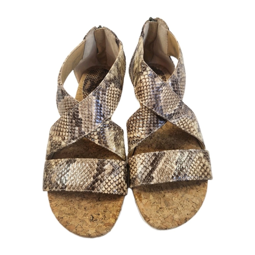 Adrienne‎ Vittadini Cary Womens Snakeskin Sandals Strappy Flat Shoe Size 8.5 M